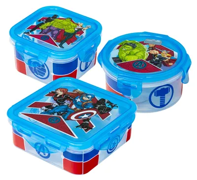 Produktbild von Avengers Brotdosen Set Kinder - 3 kleine Snackboxen für Kindergarten & Kita