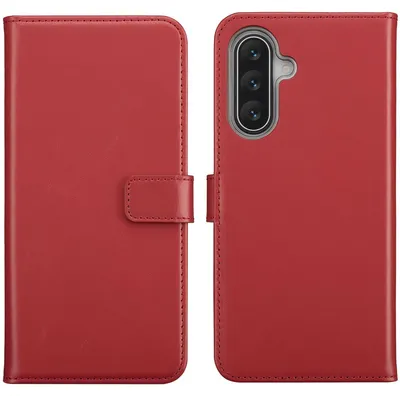 Imagen del producto de Funda de Cuero Auténtico tipo Libro para Samsung Galaxy A18 (4G) / A17 (4G/5G) - Rojo