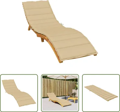 Image de The Living Store Coussin pour bain de soleil Melange Beige 200x50x4 cm Tissu