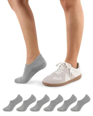 Productafbeelding van Damessokken voor sneakers, 6-pack, katoen, met padding, antislip, ademend, grijs, maat 35-38