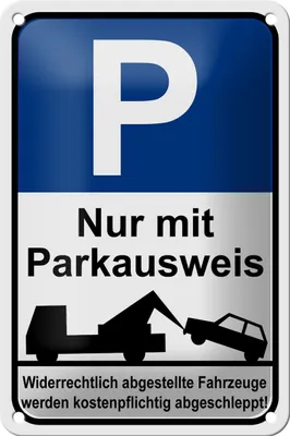 Produktbild von Blechschild Parken 12x18cm Parkplatzschild mit Parkausweis