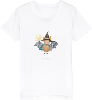 Produktbild von Mr. & Mrs. Panda Kleinkinder T-Shirt Fledermaus Zauberer 9-11 Jahre (134/146) - Weiß - Geschenk, Fledermäuse, Lustige Sprüche, Frauen, Kindershirt, Baumwolle Kinder, Bio