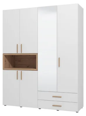 Produktbild von Merlino - Großer Kleiderschrank, 179x227h cm Weiß, 4 Regalböden
