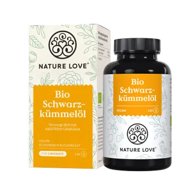 Produktbild von Nature Love Schwarzkümmelöl | 120 Kapseln | vegan