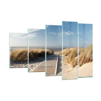 Produktbild von Bilder auf glas - Strand Meer Fußgängerbrücke Ufer - 150x100cm - Glasbilder - Wandbilder - Kunstdruck - Wanddekoration aus Glas - Glas Bilder - Wandbild auf Glas - GEG150x100-2657