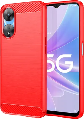 Produktbild von OPPO A58 Hülle, Carbon-Faser TPU Silikon Stoßfest Schutzhülle für OPPO A58 Rot