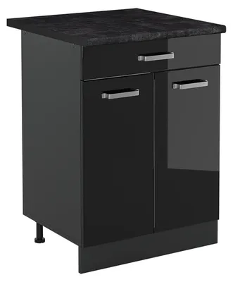Immagine prodotto di Mobiletto base cucina Vicco R-Line Nero lucido/Antracite 60 cm con cassetto piano di lavoro Antracite, Model 61127