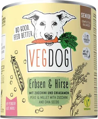 Produktbild von VEGDOG - Senior Dose No1 - Erbsen & Hirse  |  6x800g
