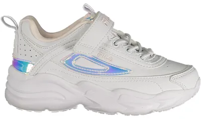 Immagine prodotto di Scarpe sportive da bambina bianche con chiusura in velcro e dettagli rosa iridescente