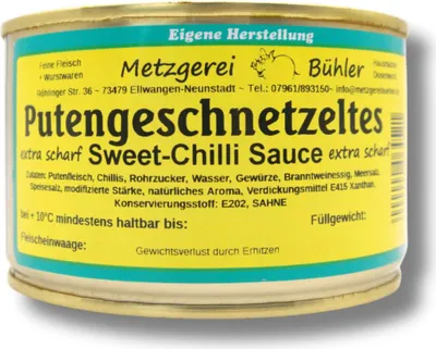 Produktbild von Putengeschnetzteltes in Sweet Chilli 400g Fertiggericht Gorumet Fleischkonserve