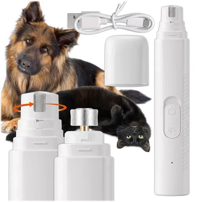 Produktbild von KRUMAD Krallenschleifer für Hunde und Katzen, Elektrische Krallenfeile mit 7500 U/min, USB-C Akku, LED Tierpflege Gerät mit Metallschleifrad, KI-generiertes Bild
