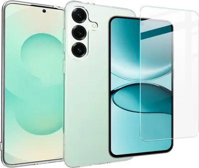 Immagine prodotto di Per Samsung Galaxy S25 FE Silicone TPU Custodia protettiva Cover Trasparente + H9 Pellicola di vetro temperato
