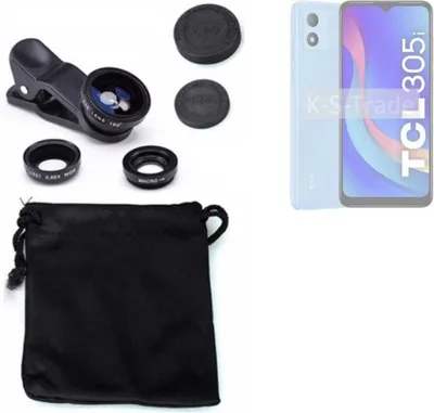 Produktbild von K-S-Trade Smartphone Kamera Linsen Set Kompatibel mit TCL 305i 3in1 Clip-On Kamera Adapter Macro Weitwinkel FishEye Fischauge Objektiv Linse