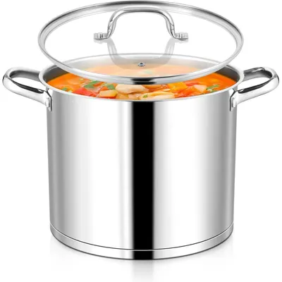 Productafbeelding van Kochtopf, roestvrij staal, inductie, glazen deksel, drielaags bodem, 10 liter