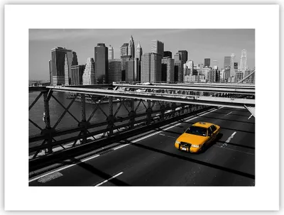 Produktbild von Poster - Poster ohne Rahmen - New York Manhattan Brooklyn Brücke Taxi - 40x30 cm - Wand Bild - Wanddeko - Wandbilder - Kunstposter - Wandposter - Bilder - Kunstdruck - Wandbild - P2XAA40x30-0417