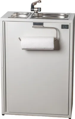 Produktbild von Mobiles Handwaschbecken Waschbecken Doppelwaschbecken Kaltwasser + Papierrollenhalter Verkaufsstand Weihnachtsmarkt Marktstand