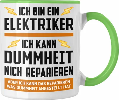 Produktbild von Trendation - Elektriker Geschenke für Männer Tasse Geschenk Elektriker Elektroniker Geschenkidee (Grün)