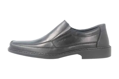 Produktbild von Rieker Herren Slipper eleganter Halbschuh Leder Gummizug B0873, Größe:46 EU, Farbe:Schwarz