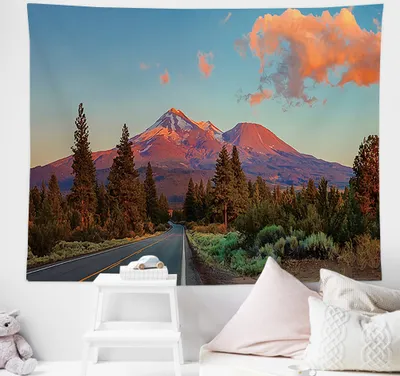 Image de Tapisserie avec vue naturelle, tapisserie murale, tapisserie murale, flore, ciel, décoration esthétique de chambre à coucher, tapisserie botanique (150cm x 130cm,couleur 14)