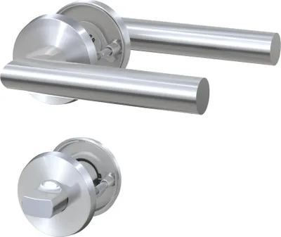 Produktbild von BASI - Rosetten-Drücker-Garnitur - ZB 3200 - Edelstahl - L-Form - Lochung: WC - 7308-2308