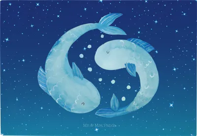 Produktbild von Mr. & Mrs. Panda Schneidebrett Sternzeichen Fische - Sternenhimmel Blau - Geschenk, Servierplatte, Fisch, Sternbild, Geburtstag März, Februar, Hackbrett, Frühstücksbrett