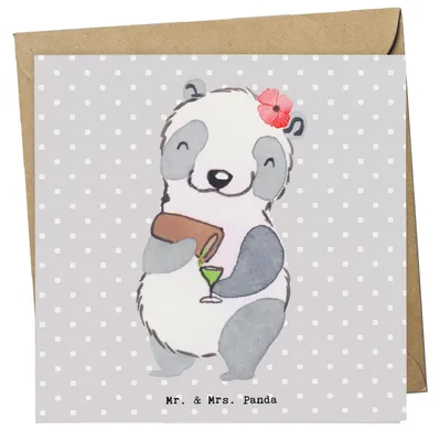 Produktbild von Mr. & Mrs. Panda faltkarte Kneipenwirtin Herz - Grau Pastell - Geschenk, Cocktails, Bar, Grußkarte, anlasskarte, Kneipe, doppelkarte, Glückwunschkarte, Gaststätte, Cheers
