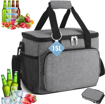 Produktbild von 15L Kühltasche Faltbar, 600D Oxford Isoliertasche, Thermotasche Picknicktasche Lunchtasche für Essen Getränke, Kühlbox