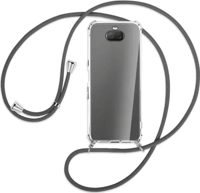 Produktbild von Handykette Backcover-Schutzhülle mit Band (Metall silberfarben) für Sony Xperia 10 Plus - dunkelgrau