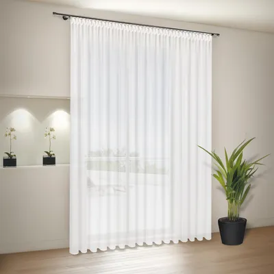 Immagine prodotto di Tenda Gerster Alina con nastro smock, variabile L = 300 x H =245 cmTessuto a effetto trasparente tinta unita bianco