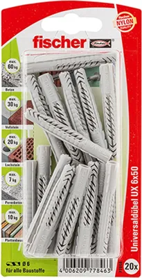 Produktbild von Fischer 20x Universaldübel UX 6 x 50 mm - 77846