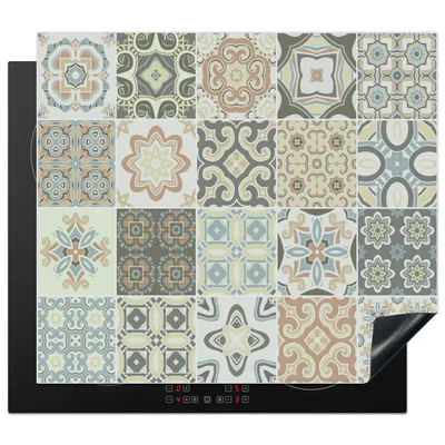 Produktbild von KitchenYeah© Herdabdeckplatte Muster - Fliese - Mosaik , 57x51cm, Küche Deko, Glaskeramikkochfeld Herdabdeckung, Abdeckplatte fùr Kochfeld