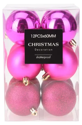 12tlg Weihnachtskugel Christbaumkugeln Baumkugel Set Pink Ø6cm