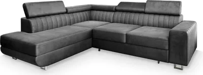 Produktbild von Masseno Ecksofa NOLA L-S mit Schlaffunktion L-Form, Sofa mit Bettkasten, Wohnzimmersofa, Couch, Soffa, Bettsofa, Couchgarnitur- Grau, MONOLITH 85