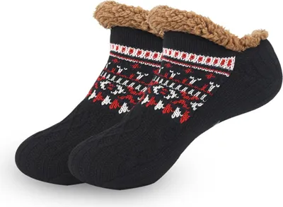Produktbild von ASKSA Haussocken Herren Damen Flauschig Huettensocken Winter Warme rutschfest Stoppersocken Kuschelsocken, EU 36-44, 1 Paar, Schwarz