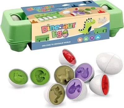 Produktbild von Playos® - Eier sortieren - Dinosaurier - Grün - Montessori Spielzeug - Sortierspielzeug - Pädagogisch - Sortieren - Entwicklungsspielzeug - Motorik - Puzzle