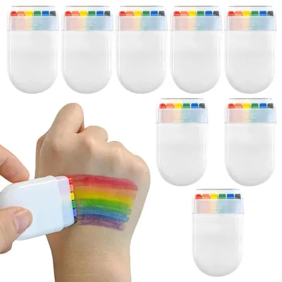 Produktbild von Regenbogen Schminke 8 Stš¹ck,Gay Pride Pride Schminke,Gesicht Regenbogen Schminke Gesichtsfarbe,K?rperbemalung Regenbogen Schminkstift fš¹r Regenbogen Lgbt Party,Paraden,Theaterschminke