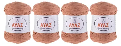 4 x 250g Strickgarn Büklüm Makrome Baumwollgarn beigerot