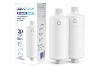 Obrázok produktu pre Sprchový filter AquaFloow čierny matný – 20-stupňová filtrácia, redukcia vápnika a chlóru, univerzálny 1/2″ – 2 kusy