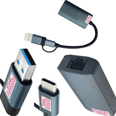 Produktbild von 2 in 1 USB 3.0 RJ45 LAN Adapter USB C für Lenovo DELL HP Laptop Notebook PC