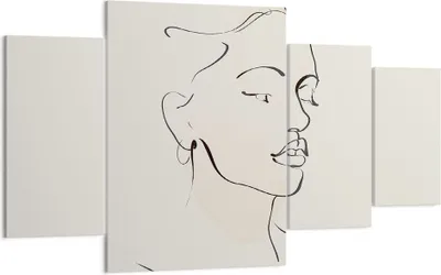 Produktbild von Bild auf Leinwand - Leinwandbild - 4 Teile - Frau Zeichnung Linie - 160x90cm - Wand Bild - Wanddeko - Wandbilder - Leinwanddruck - Bilder - Wanddekoration - Leinwand bilder - Wandbild - DL160x90-5046