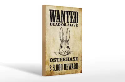Produktbild von Holzschild Tiere 20x30cm wanted Osterhase Schild