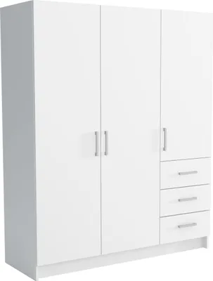 Produktbild von Masseno Drehtürenschrank PINELLO 144/177/50 cm 3-türig Schlafzimmer Schrank Kleiderschrank Weiß