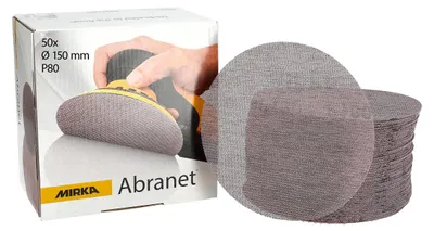 Zdjęcie produktu dla Tarcze ścierne, średnica 150 mm, z rzepem, ziarno P80, 50 sztuk