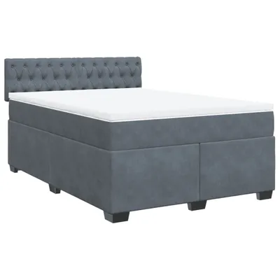 Produktbild von vidaXL Boxspringbett mit Matratze Dunkelgrau 140x200 cm Samt