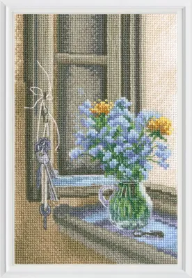 Produktbild von RTO Kreuzstich Set "Im Moment, Fenster und Vase", Zählmuster, 11,5x17,5cm