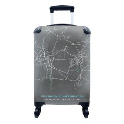 Produktbild von MuchoWow® Koffer Handgepäck Trolley Rollkoffer Kleine Reisekoffer mit 4 Rollen - Villingen Schwenningen - Stadtplan - Blau - Karte - Deutschland - Cabin Size < 55x40x23 cm & 55x40x20 cm - Fotokoffer - Kabinenkoffer - Boardgepäck - Reise-Box - Reisekoffer - Reisegepäck - Koffer mit Bild - Trolley für Kinder