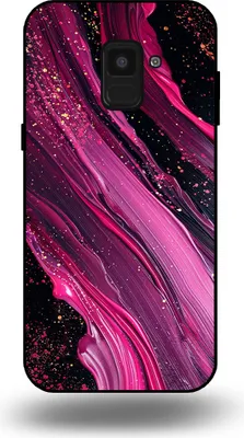 Produktbild von Smartphonica Handytasche passend für Samsung Galaxy A8 2018 mit Marmordruck - TPU Rückseite Hülle Marmor Design - Lila Pink