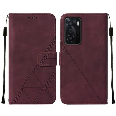 Produktbild von OPPO A55S 5G Hülle, Schlank Prägung Flip Leder Kartenfächer Schutzhülle mit Ständer für OPPO A55S 5G Rot