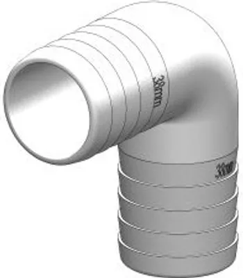 Produktbild von TD-Schlauchverbinder 90° weiß 38 mm unverpackt