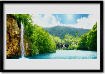 Produktbild von Bild 100x70 MDF-Rahmen Wandkunst Gebirge Wald Natur See